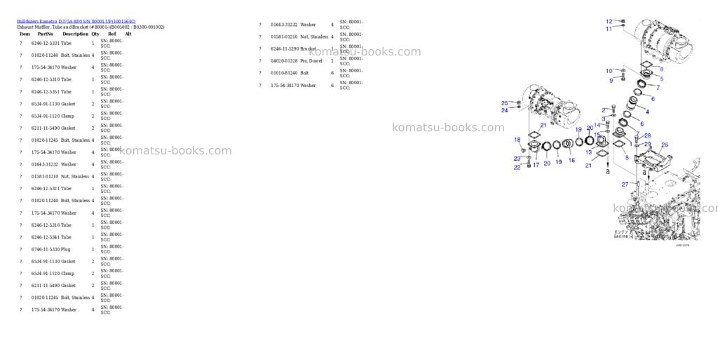 Komatsu d375a-8e0 s/n 80001-up Parts catalog cover Page 10
