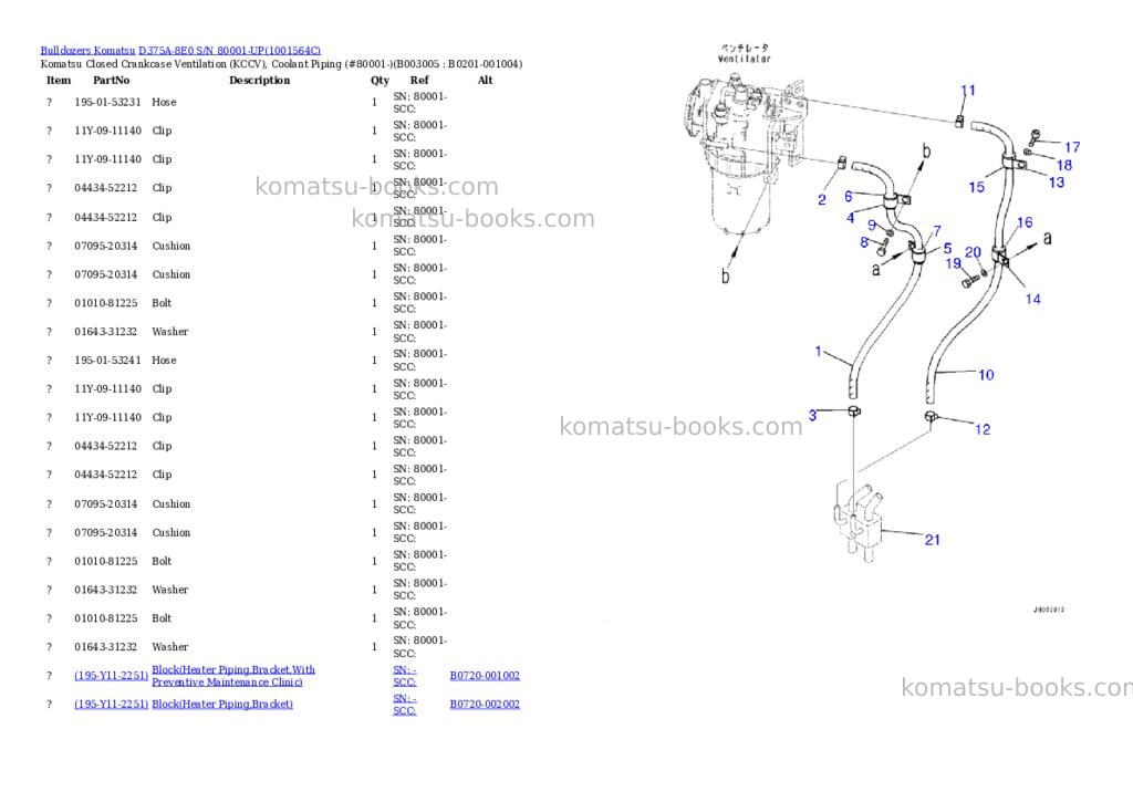 Komatsu d375a-8e0 s/n 80001-up Parts catalog cover Page 7