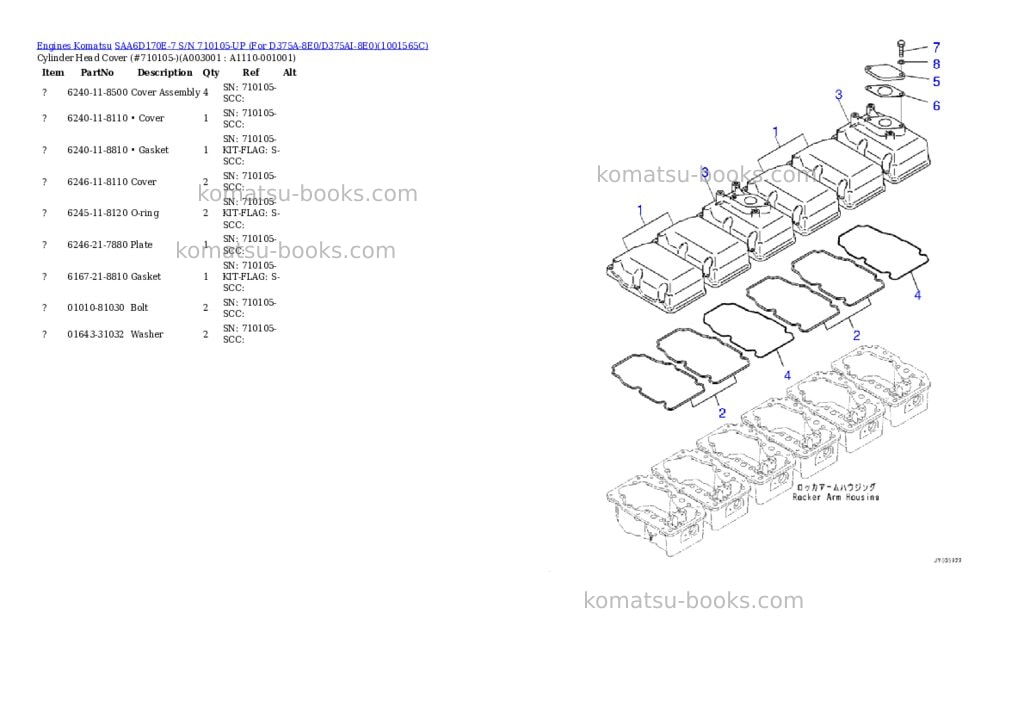 Komatsu saa6d170e-7 s/n 710042-up for hd465-8/hd605-8 Parts catalog cover Page 2 Komatsu saa6d170e-7 s/n 710042-up for hd465-8/hd605-8 Parts catalog cover Page 2