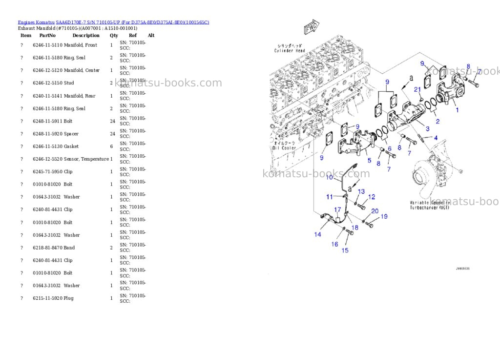 Komatsu saa6d170e-7 s/n 710042-up for hd465-8/hd605-8 Parts catalog cover Page 7 Komatsu saa6d170e-7 s/n 710042-up for hd465-8/hd605-8 Parts catalog cover Page 7