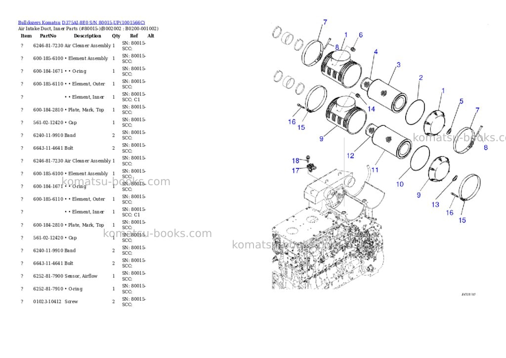 Komatsu d375ai-8e0 s/n 80015-up Parts catalog cover Page 2