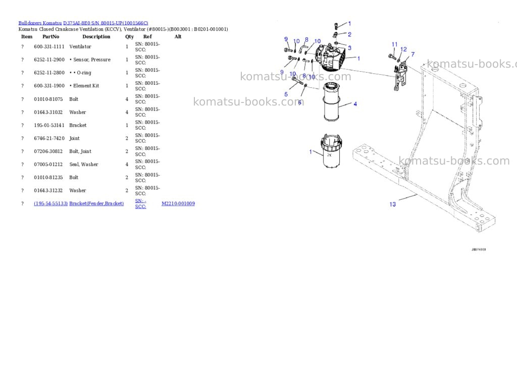 Komatsu d375ai-8e0 s/n 80015-up Parts catalog cover Page 3