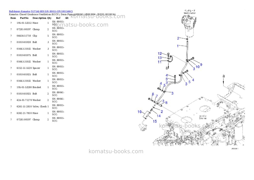 Komatsu d375ai-8e0 s/n 80015-up Parts catalog cover Page 6
