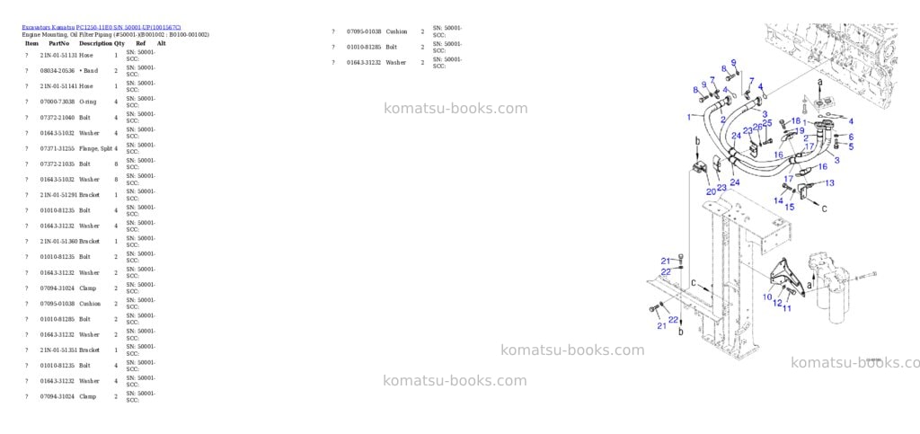 Komatsu pc1250-11e0 s/n 50001-up Parts catalog cover