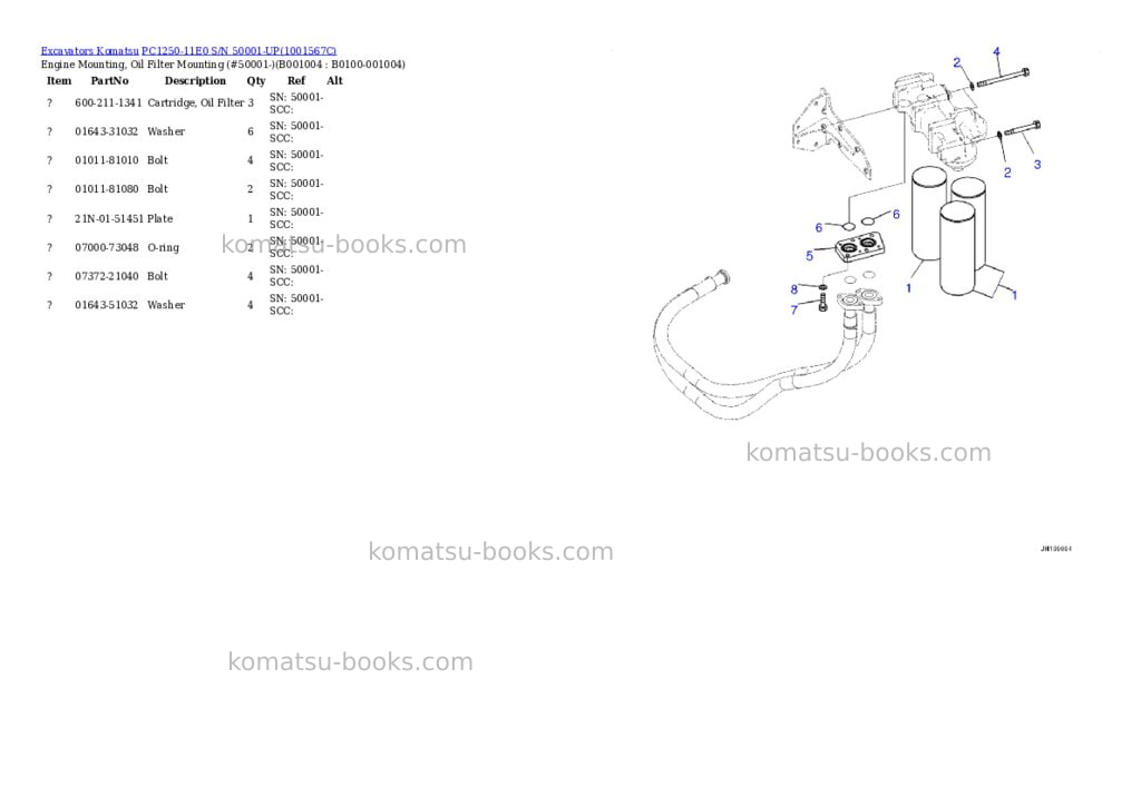 Komatsu pc1250-11e0 s/n 50001-up Parts catalog cover Page 3