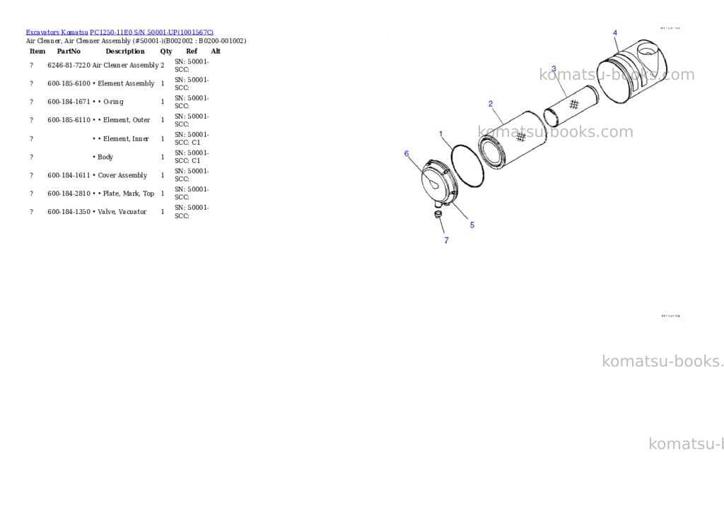 Komatsu pc1250-11e0 s/n 50001-up Parts catalog cover Page 5