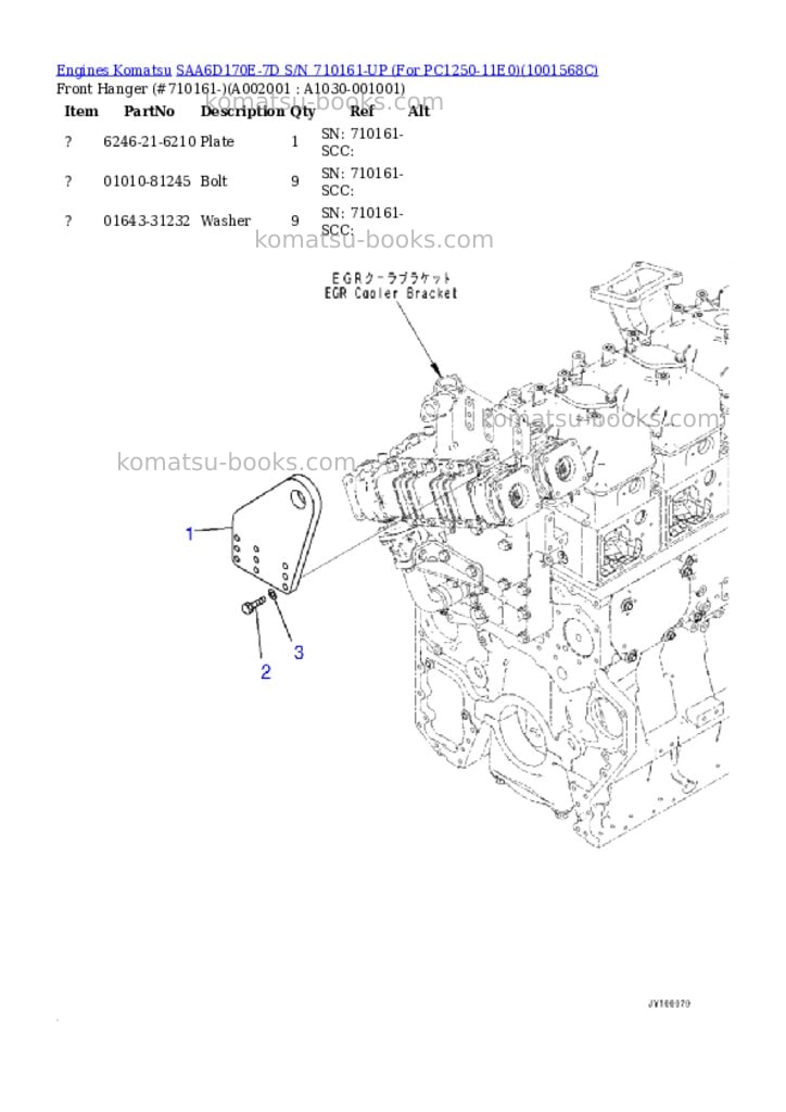 Komatsu saa6d170e-7d s/n 710161-up for pc1250-11e0 Parts catalog cover Komatsu saa6d170e-7d s/n 710161-up for pc1250-11e0 Parts catalog cover