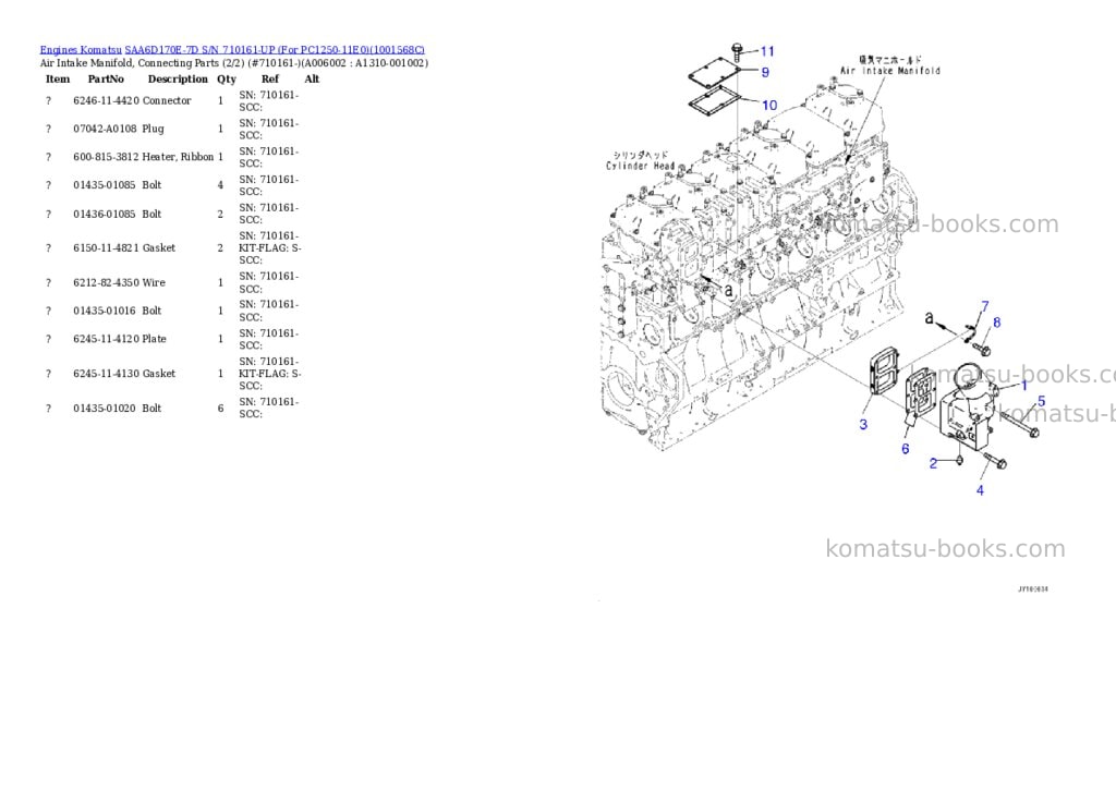 Komatsu saa6d170e-7d s/n 710161-up for pc1250-11e0 Parts catalog cover Page 10 Komatsu saa6d170e-7d s/n 710161-up for pc1250-11e0 Parts catalog cover Page 10
