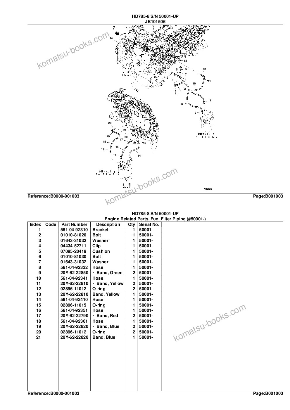 Komatsu HD785-8 S/N 50001-UP Parts catalog cover Page 8