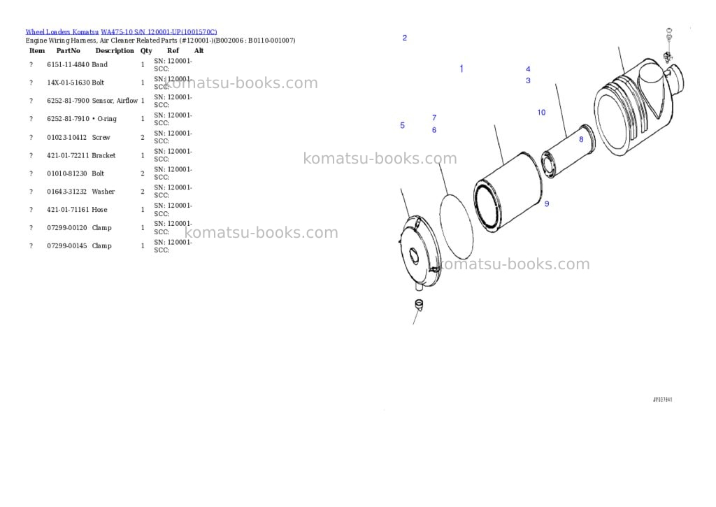 Komatsu wa475-10 s/n 120001-up Parts catalog cover Page 6 Komatsu wa475-10 s/n 120001-up Parts catalog cover Page 6