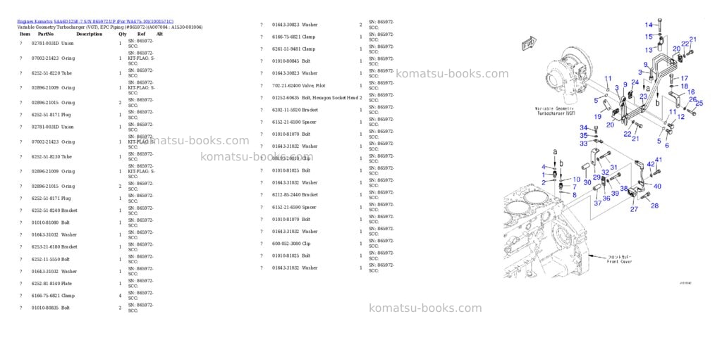 Komatsu SAA6D125E-7 S/N 865972-UP (For WA475-10) Parts catalog cover Page 10