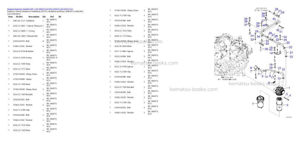 Komatsu SAA6D125E-7 S/N 865972-UP (For WA475-10) Parts catalog cover Page 2
