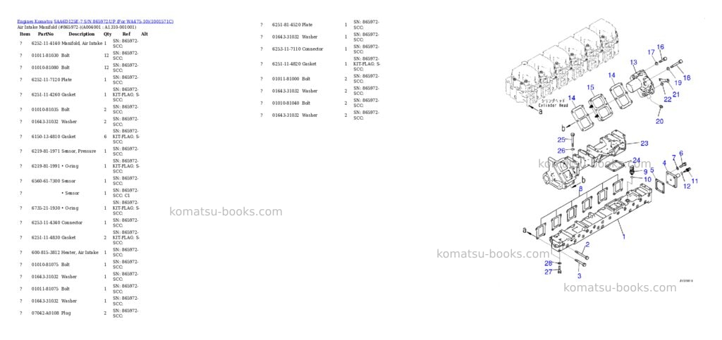 Komatsu SAA6D125E-7 S/N 865972-UP (For WA475-10) Parts catalog cover Page 4