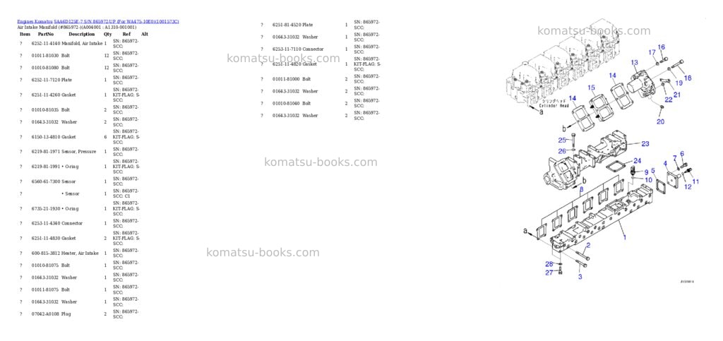 Komatsu saa6d125e-7 s/n 865972-up for wa475-10e0 Parts catalog cover Page 4 Komatsu saa6d125e-7 s/n 865972-up for wa475-10e0 Parts catalog cover Page 4