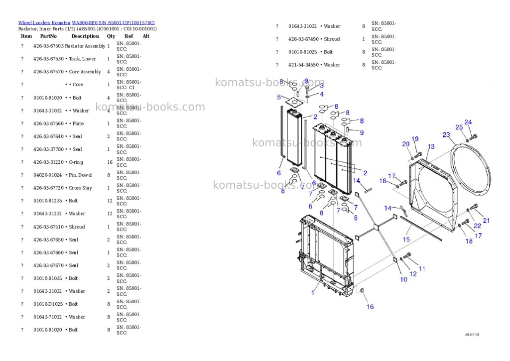 Komatsu wa600-8e0 s/n 85001-up Parts catalog cover Page 2