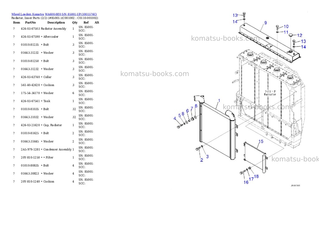 Komatsu wa600-8e0 s/n 85001-up Parts catalog cover Page 3
