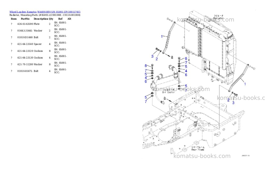 Komatsu wa600-8e0 s/n 85001-up Parts catalog cover Page 9