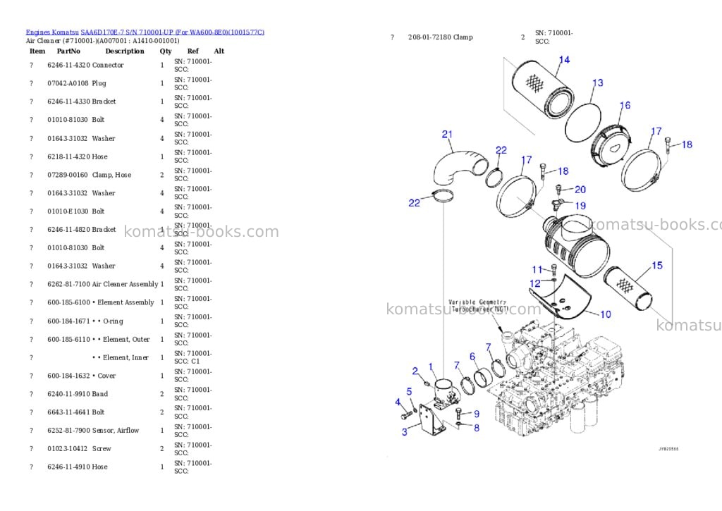 Komatsu saa6d170e-7 s/n 710001-up for wa600-8e0 Parts catalog cover Page 10