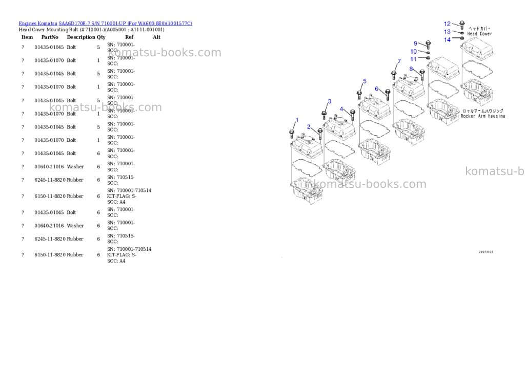 Komatsu saa6d170e-7 s/n 710001-up for wa600-8e0 Parts catalog cover Page 6