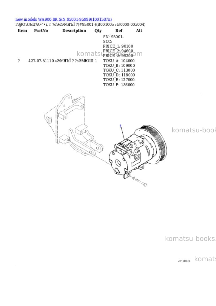 Komatsu WA900-8R S/N 95001-95999 Parts catalog cover Page 5 Komatsu WA900-8R S/N 95001-95999 Parts catalog cover Page 5