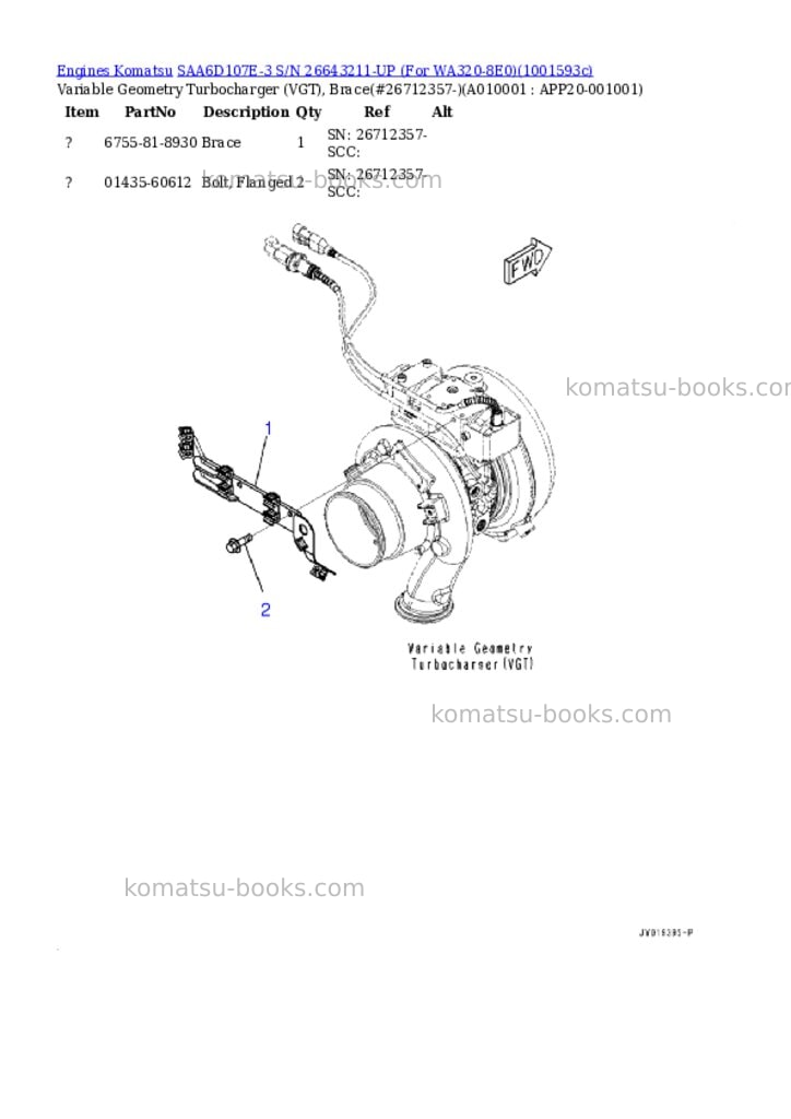 Komatsu SAA6D107E-3 S/N 26643211-UP (For WA320-8E0) Parts catalog cover Page 10