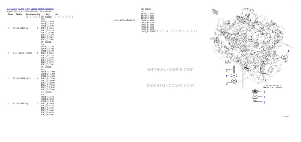 Komatsu WA470-10 S/N 120001-129999 Parts catalog cover Komatsu WA470-10 S/N 120001-129999 Parts catalog cover