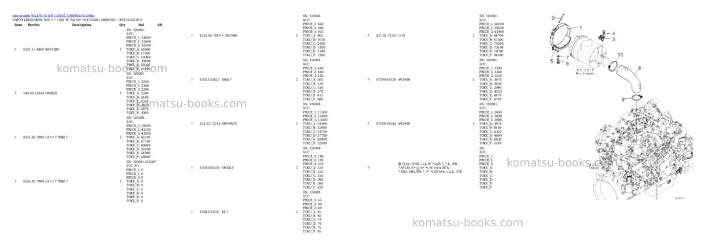 Komatsu WA470-10 S/N 120001-129999 Parts catalog cover Page 8 Komatsu WA470-10 S/N 120001-129999 Parts catalog cover Page 8