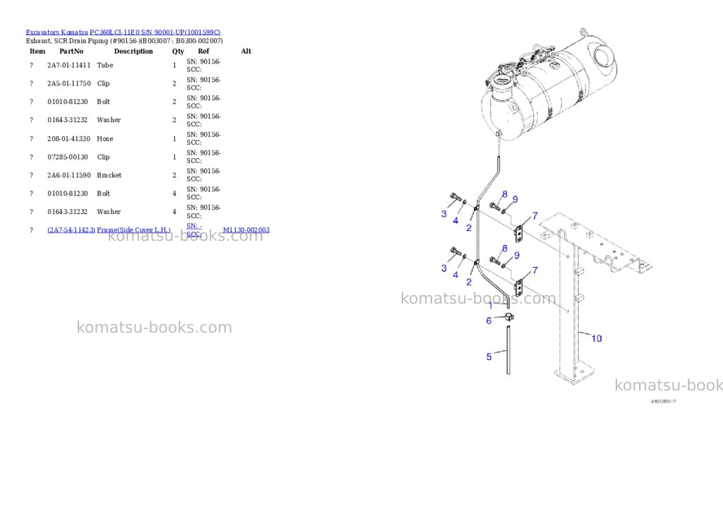 Komatsu PC360LCI-11E0 S/N 90001-UP Parts catalog cover Page 10 Komatsu PC360LCI-11E0 S/N 90001-UP Parts catalog cover Page 10