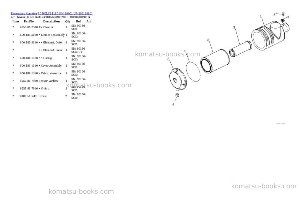 Komatsu PC360LCI-11E0 S/N 90001-UP Parts catalog cover Page 2 Komatsu PC360LCI-11E0 S/N 90001-UP Parts catalog cover Page 2