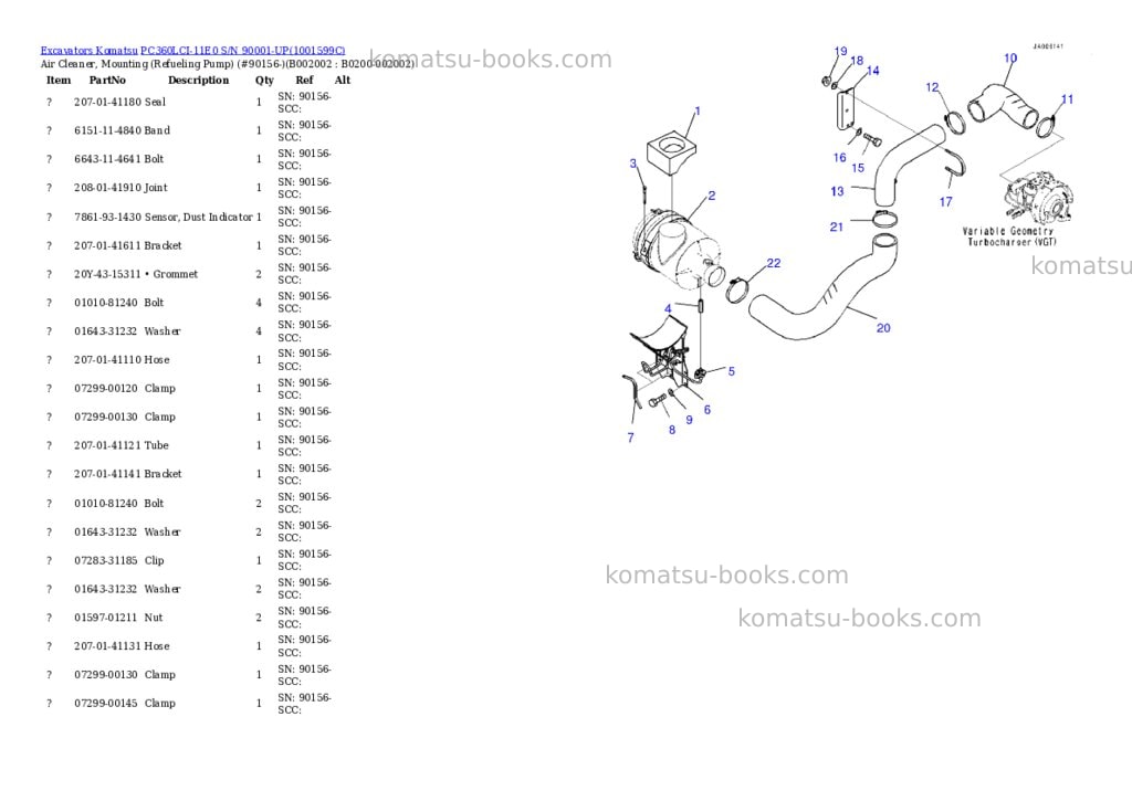 Komatsu PC360LCI-11E0 S/N 90001-UP Parts catalog cover Page 3 Komatsu PC360LCI-11E0 S/N 90001-UP Parts catalog cover Page 3