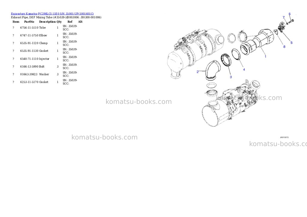 Komatsu PC290LCI-11E0 S/N 35001-UP Parts catalog cover Page 10 Komatsu PC290LCI-11E0 S/N 35001-UP Parts catalog cover Page 10