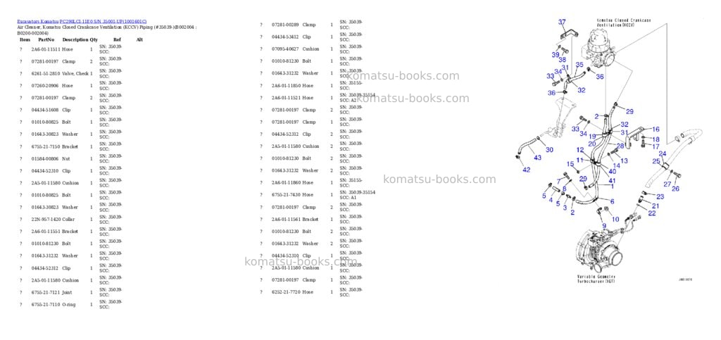 Komatsu PC290LCI-11E0 S/N 35001-UP Parts catalog cover Page 4 Komatsu PC290LCI-11E0 S/N 35001-UP Parts catalog cover Page 4