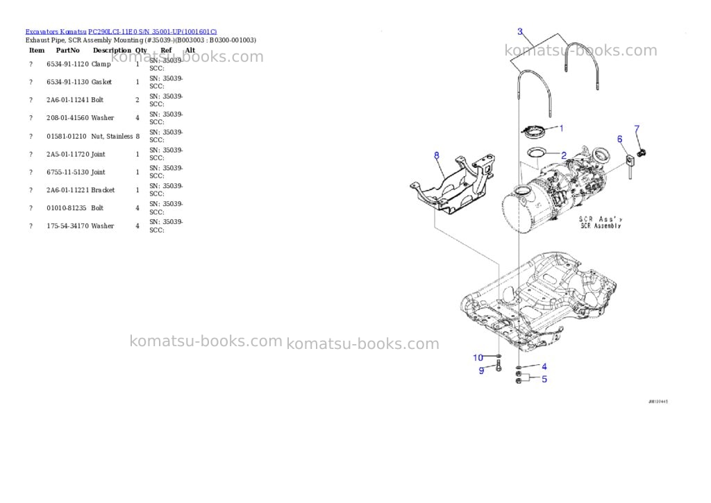 Komatsu PC290LCI-11E0 S/N 35001-UP Parts catalog cover Page 7 Komatsu PC290LCI-11E0 S/N 35001-UP Parts catalog cover Page 7