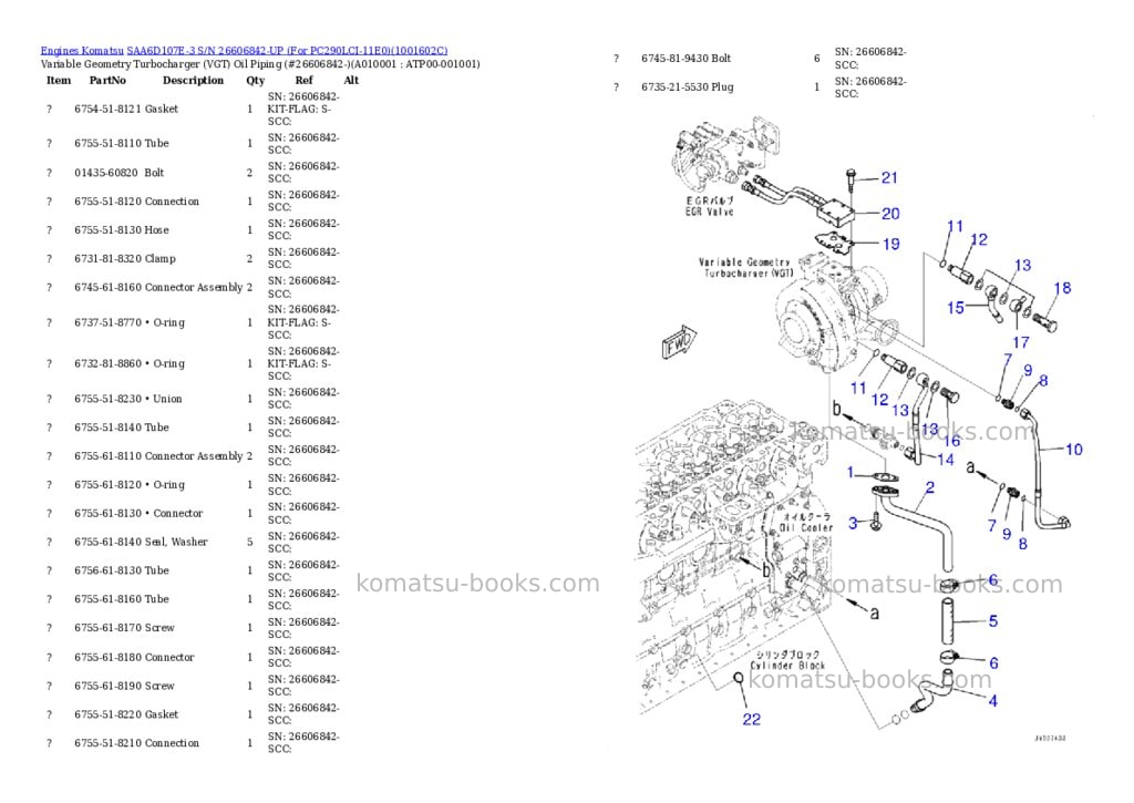 Komatsu SAA6D107E-3 S/N 26606842-UP (For PC290LCI-11E0) Parts catalog cover Page 9
