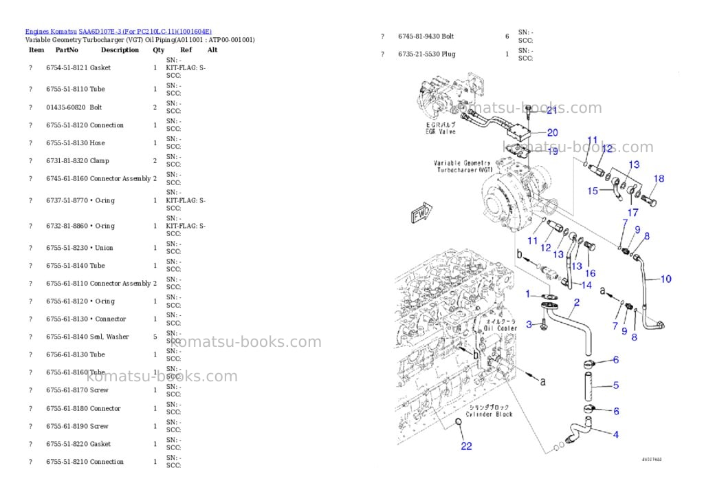 Komatsu SAA6D107E-3 (For PC210LC-11) Parts catalog cover Page 10 Komatsu SAA6D107E-3 (For PC210LC-11) Parts catalog cover Page 10
