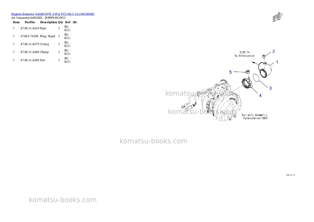 Komatsu SAA6D107E-3 (For PC210LC-11) Parts catalog cover Page 4 Komatsu SAA6D107E-3 (For PC210LC-11) Parts catalog cover Page 4