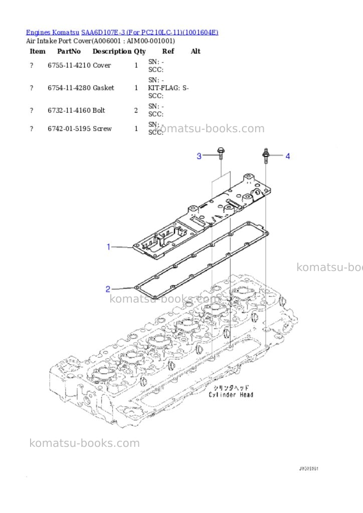 Komatsu SAA6D107E-3 (For PC210LC-11) Parts catalog cover Page 5 Komatsu SAA6D107E-3 (For PC210LC-11) Parts catalog cover Page 5