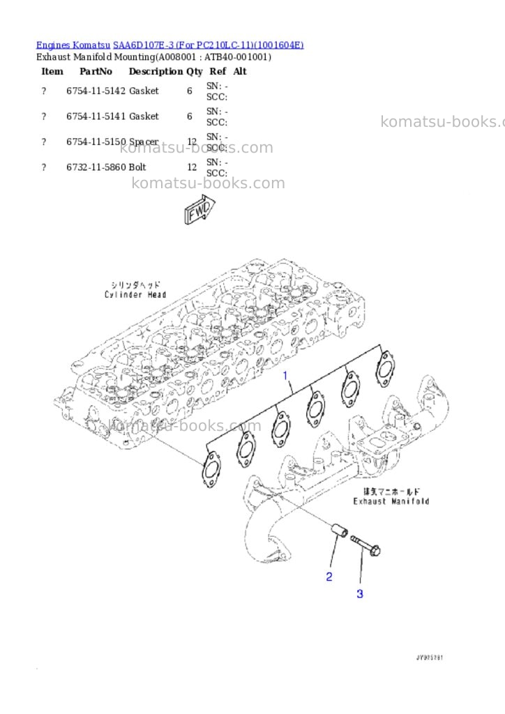 Komatsu SAA6D107E-3 (For PC210LC-11) Parts catalog cover Page 7 Komatsu SAA6D107E-3 (For PC210LC-11) Parts catalog cover Page 7
