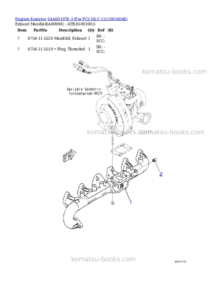 Komatsu SAA6D107E-3 (For PC210LC-11) Parts catalog cover Page 8 Komatsu SAA6D107E-3 (For PC210LC-11) Parts catalog cover Page 8