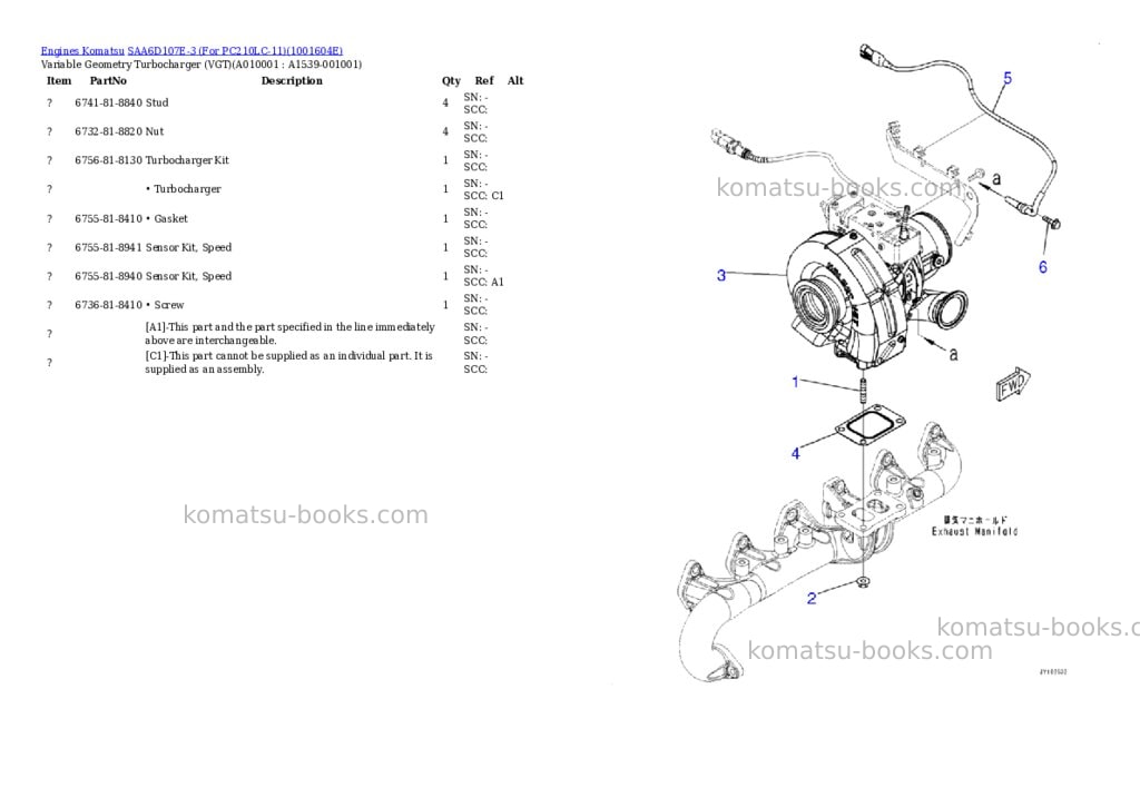 Komatsu SAA6D107E-3 (For PC210LC-11) Parts catalog cover Page 9 Komatsu SAA6D107E-3 (For PC210LC-11) Parts catalog cover Page 9