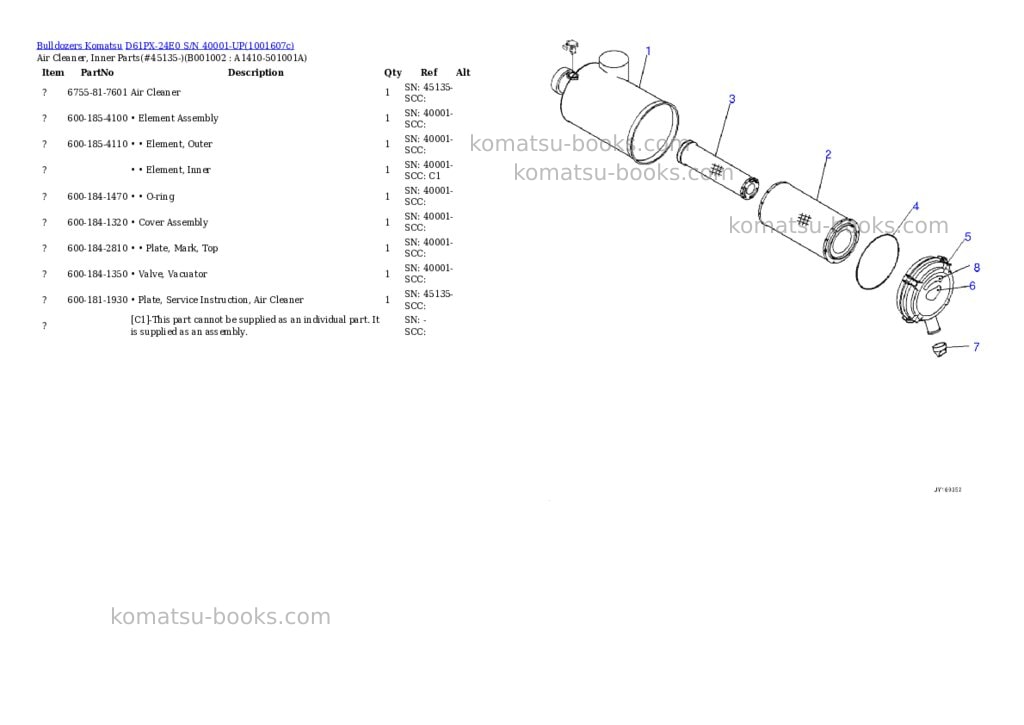 Komatsu D61PX-24E0 S/N 40001-UP Parts catalog cover