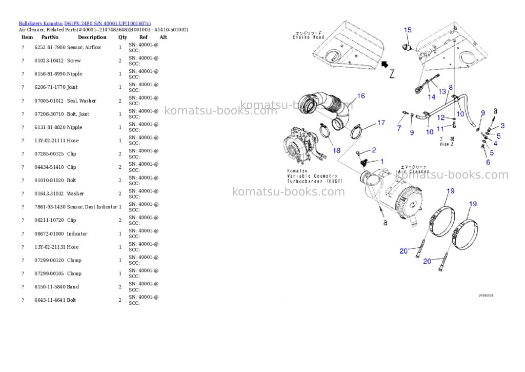 Komatsu D61PX-24E0 S/N 40001-UP Parts catalog cover Page 2