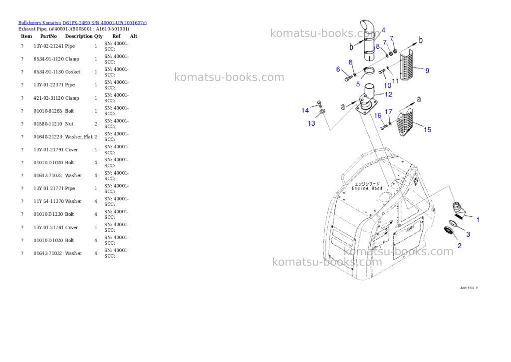 Komatsu D61PX-24E0 S/N 40001-UP Parts catalog cover Page 7