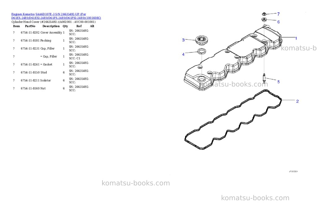 Komatsu SAA6D107E-3 S/N 26635492-UP (For D61EX-24E0/D61EXI-24E0/D61PX-24E0/D61PXI-24E0) Parts catalog cover Komatsu SAA6D107E-3 S/N 26635492-UP (For D61EX-24E0/D61EXI-24E0/D61PX-24E0/D61PXI-24E0) Parts catalog cover