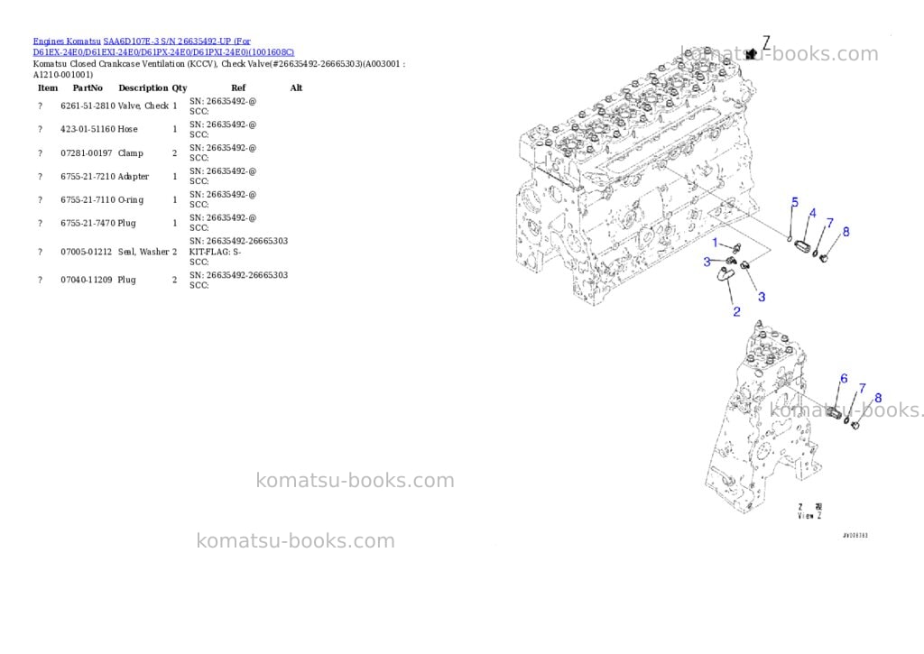 Komatsu SAA6D107E-3 S/N 26635492-UP (For D61EX-24E0/D61EXI-24E0/D61PX-24E0/D61PXI-24E0) Parts catalog cover Page 2 Komatsu SAA6D107E-3 S/N 26635492-UP (For D61EX-24E0/D61EXI-24E0/D61PX-24E0/D61PXI-24E0) Parts catalog cover Page 2