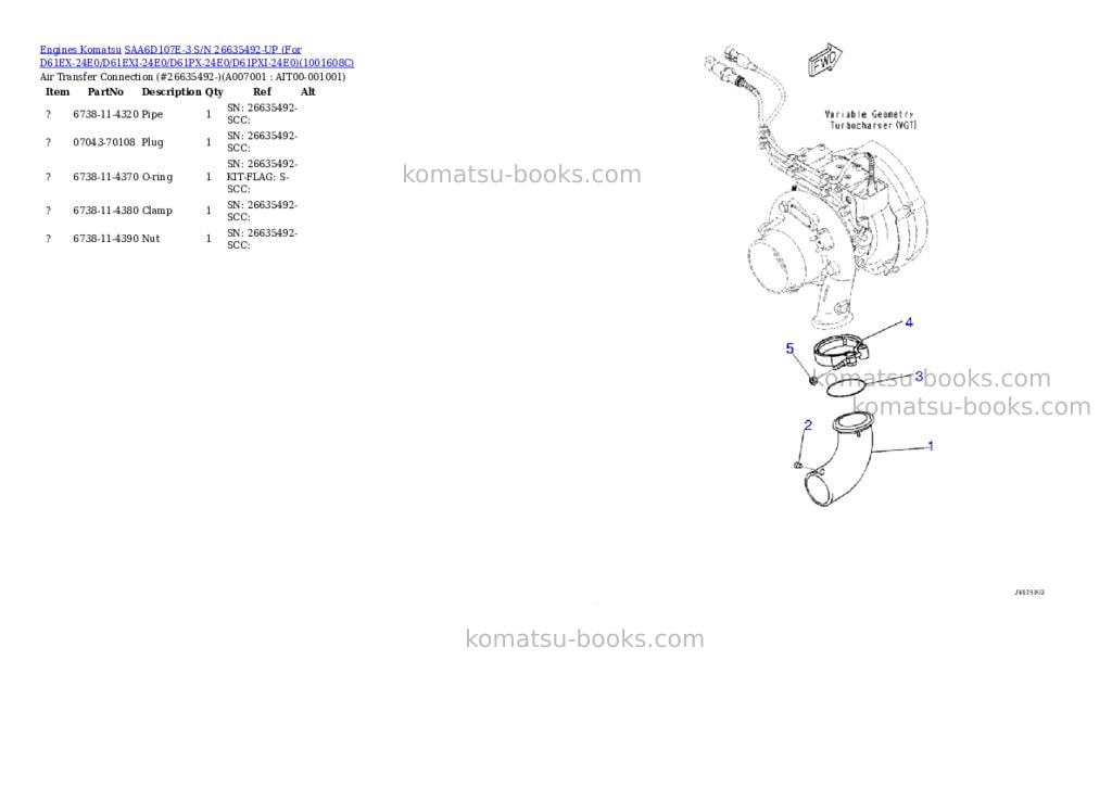 Komatsu SAA6D107E-3 S/N 26635492-UP (For D61EX-24E0/D61EXI-24E0/D61PX-24E0/D61PXI-24E0) Parts catalog cover Page 7 Komatsu SAA6D107E-3 S/N 26635492-UP (For D61EX-24E0/D61EXI-24E0/D61PX-24E0/D61PXI-24E0) Parts catalog cover Page 7