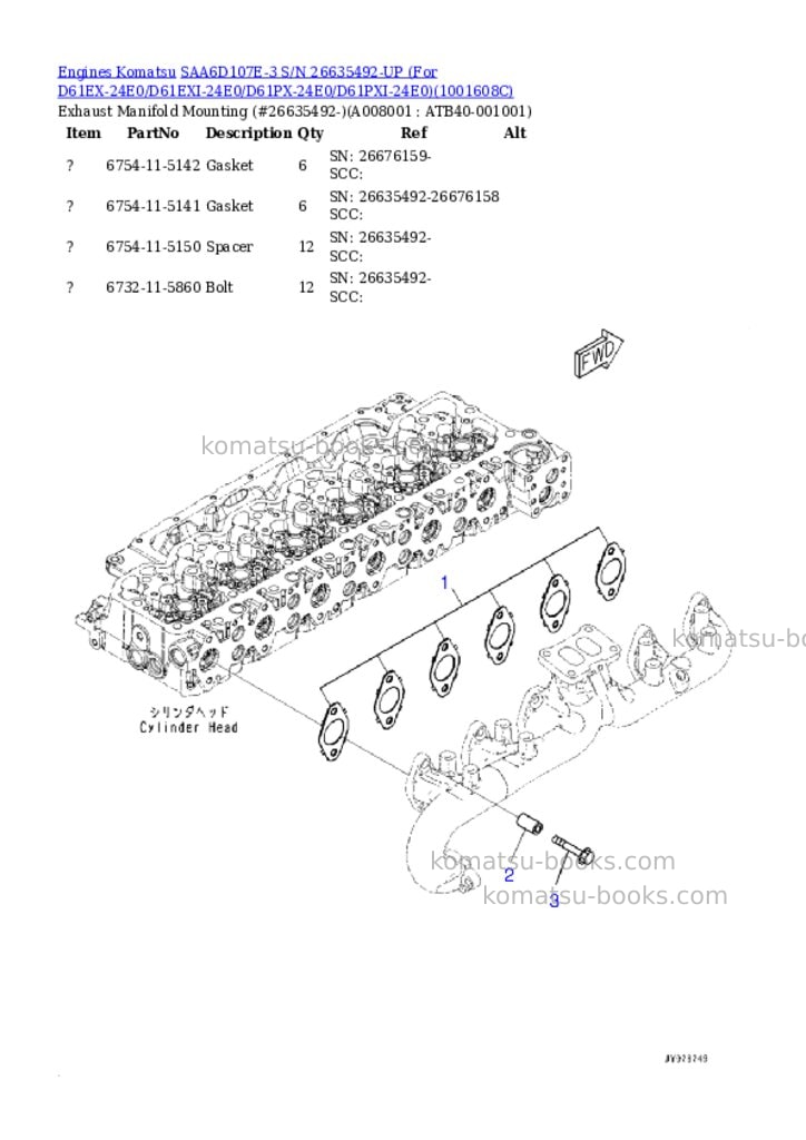 Komatsu SAA6D107E-3 S/N 26635492-UP (For D61EX-24E0/D61EXI-24E0/D61PX-24E0/D61PXI-24E0) Parts catalog cover Page 8 Komatsu SAA6D107E-3 S/N 26635492-UP (For D61EX-24E0/D61EXI-24E0/D61PX-24E0/D61PXI-24E0) Parts catalog cover Page 8