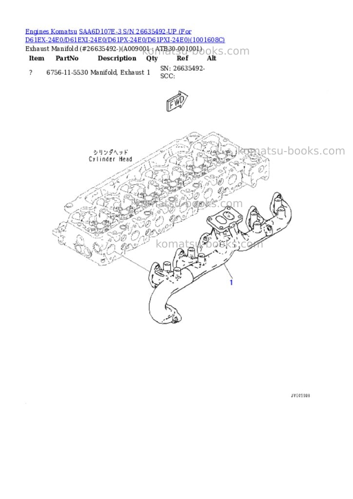 Komatsu SAA6D107E-3 S/N 26635492-UP (For D61EX-24E0/D61EXI-24E0/D61PX-24E0/D61PXI-24E0) Parts catalog cover Page 9 Komatsu SAA6D107E-3 S/N 26635492-UP (For D61EX-24E0/D61EXI-24E0/D61PX-24E0/D61PXI-24E0) Parts catalog cover Page 9