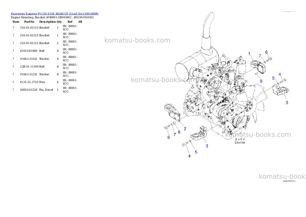 Komatsu PC120-8 S/N 88564-UP (Used Car) Parts catalog cover Page 3