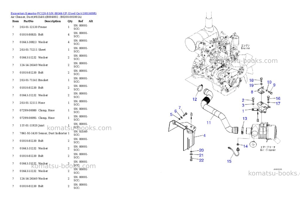 Komatsu PC120-8 S/N 88564-UP (Used Car) Parts catalog cover Page 5